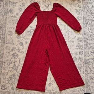 Red Long Sleeve Jumpsuit